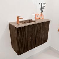 Toiletmeubel Mondiaz Joya Dlux | 60 cm | Meubelkleur Walnut | Faye wastafel Arena Wasbak Links | 1 kraangat