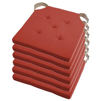 Stof Textile stoelkussen DUO - 6x - terracotta - 38 x 38 x 4 cm - klittenband sluiting