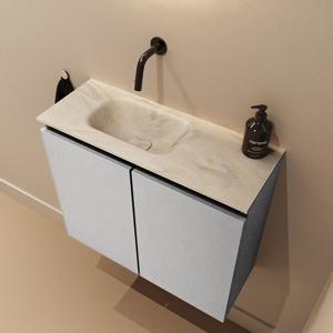 Toiletmeubel Mondiaz Ture Dlux | 60 cm | Meubelkleur Plata | Eden wastafel Ostra Links | Zonder kraangat