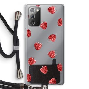 Framboosjes: Samsung Galaxy Note 20 / Note 20 5G Transparant Hoesje met koord