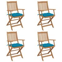 Tuinstoelen 4 st inklapbaar met kussens massief acaciahout
