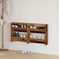 Wand Schoenenkasten 2 pcs Oud hout 60 x 18 x 60 cm Bewerkt hout