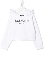 Balmain Kids sweat à capuche à logo imprimé - Blanc