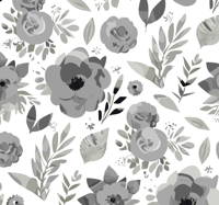 Aquarel bloemen behang grijs