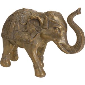 Olifant dieren tuinbeeld antiek goud 36 cm