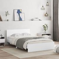 Bedframe met hoofdeinde en LED wit 135x190 cm