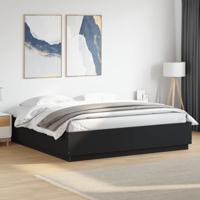 Bedframe bewerkt hout zwart 180x200 cm