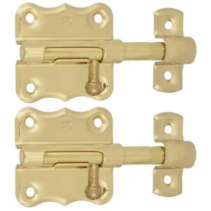 AMIG schuifslot/plaatgrendel - 4x - staal - 4 x 3.8 cm - messing afwerking - goud - deur - poort