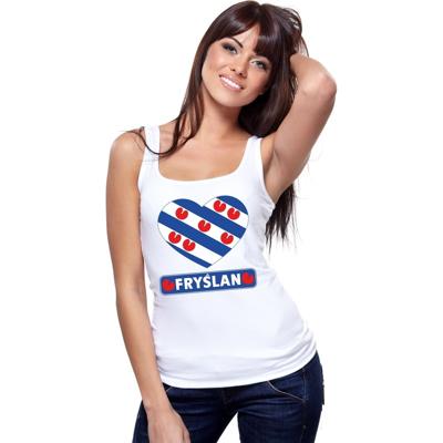 I Love Friesland - hartjes vlag - singlet shirt - tanktop - wit - dames - Fryslan