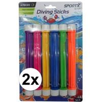 SportX Duikstaafjes - 12x stuks - gekleurd - kunststof - zinkt op bodem