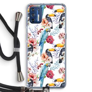 Bloemen tukan: Motorola Moto G9 Plus Transparant Hoesje met koord