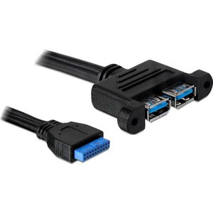 DeLOCK USB 3.0 pin header female > 2x USB-A 3.0 female parallel kabel 0,45 meter