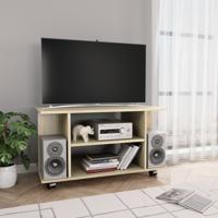 Tv-meubel met wieltjes 80x40x45 cm bewerkt hout sonoma eiken