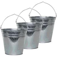 Plantenpot/bloempot emmer voor buiten - 4x - zink - zilver - D26 x H25 cm