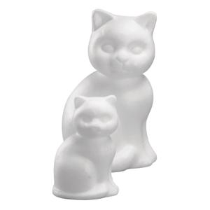 Piepschuim dieren vormen - 2x - poes/kat - wit - 23 cm