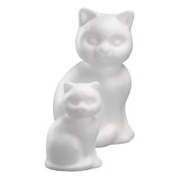 Piepschuim dieren vormen - 2x - poes/kat - wit - 23 cm