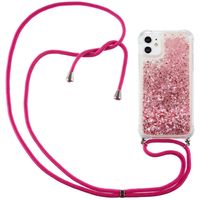 Lunso - Backcover hoes met koord - iPhone 12 Mini - Glitter Roze - thumbnail
