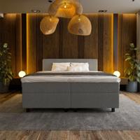 2-Persoons Boxspring Hotel Suite - Grijs 140x220 cm - Pocketvering - Inclusief Topper - Dekbed-Discounter.nl