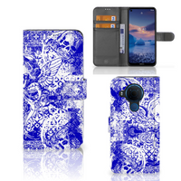 Telefoonhoesje met Naam Nokia 5.4 Angel Skull Blauw - thumbnail