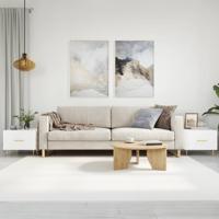 Salontafels 2 st 50x50x40 cm bewerkt hout hoogglans wit