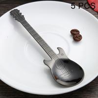 5 pc's creatieve RVS gitaar vorm koffie lepel mengen Spoon(Black)