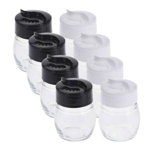 Peper en zout stel - 4x set - 5 x 7 cm - glas - strooiers - zoutvaatje - pepervaatje
