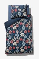 HEMA Dekbedovertrek 140x200/220cm zacht katoen bloemen blauw (blauw)