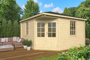 Blokhut Lotte 400x400 cm - Red class wood geïmpregneerd- Puntdak- Geïmpregneerd vurenhout- Tuindeco