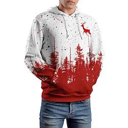 Grafisch Elanden Kerstmis Voor heren Modieus 3D-afdrukken Trui met capuchon Vakantie Streetwear Hoodies Wit Capuchon Opdrukken Fleece Winter Lente Herfst Ontwerper Sweatshirt met capuchon Lightinthebox