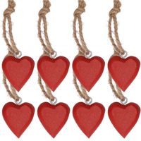 8x Rood hartje aan touwtje 5 cm