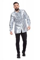 Ruche blouse satijn zilver