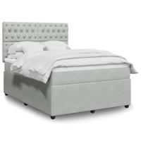 Boxspring met matras fluweel lichtgrijs 140x200 cm