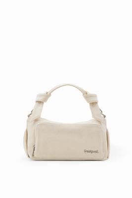 Effen canvas schoudertas M - WHITE - U