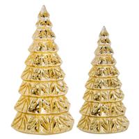 2x stuks led kaarsen kerstboom kaarsen goud H19 cm en H23 cm - LED kaarsen - thumbnail