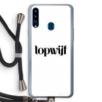 Topwijf Wit: Samsung Galaxy A20s Transparant Hoesje met koord