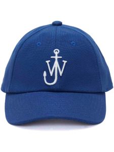 JW Anderson Anchor-embroidered cotton cap - Bleu