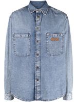 Moschino logo-embroidered denim shirt - Bleu