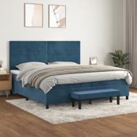 Boxspring met matras fluweel donkerblauw 200x200 cm