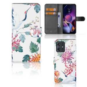 Motorola Moto G54 Telefoonhoesje met Pasjes Bird Flowers