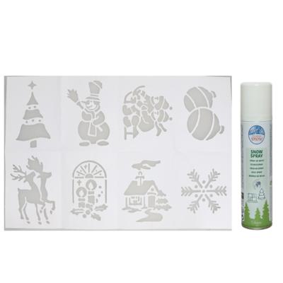 Kerst sfeer raamsjablonen met spuitsneeuw - Mix van 14x stuks - 32 x 28 cm - raamdecoratie
