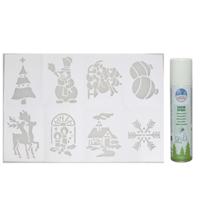 Kerst sfeer raamsjablonen met spuitsneeuw - Mix van 14x stuks - 32 x 28 cm - raamdecoratie