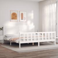 Bedframe met hoofdbord massief hout wit