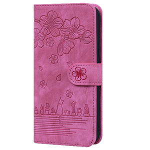 Samsung Galaxy S24 hoesje - Bookcase - Koord - Pasjeshouder - Portemonnee - Camerabescherming - Bloemenpatroon - Kunstleer - Roze