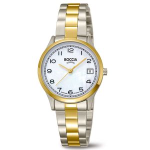 Boccia 3324-02 Horloge titanium zilver-en goudkleurig-parelmoer 31 mm