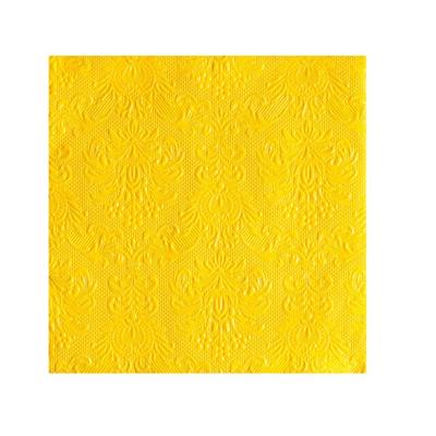 Servetten Luxe - 30x stuks - 33 x 33 cm - geel - barok patroon - 3 laags