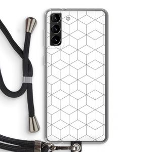 Zwart-witte kubussen: Samsung Galaxy S21 Plus Transparant Hoesje met koord