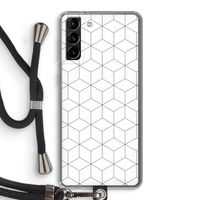 Zwart-witte kubussen: Samsung Galaxy S21 Plus Transparant Hoesje met koord