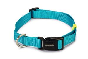 Beeztees uni - halsband hond - nylon - licht blauw - 48-70cmx25mm