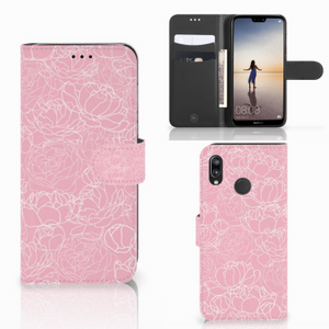 Huawei P20 Lite Hoesje White Flowers