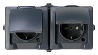 Kopp SWD opbouw stopcontact RA dubbel horizontaal antraciet - 4628240